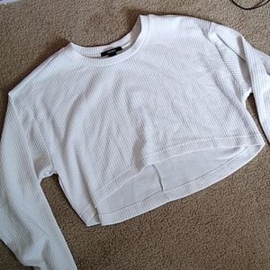 White Forever 21 Cropped Long Sleeve Shirt